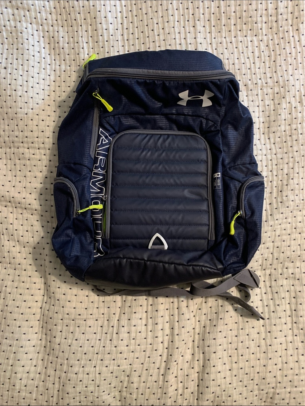Under Armour Navy Blue Men’s Backpack with Lime Accents